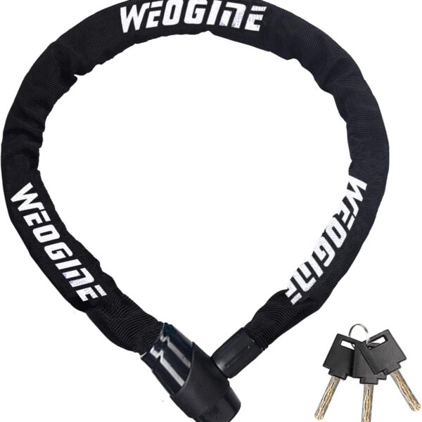 Bike Chain Lock, Heavy Duty Anti-Theft Bicycle Chain Lock, 2.72 Ft Security Bike Locks with 3 Keys, Waterproof Lock Chain for Bike, Bicycle, Scooter, Motorcycle, Door, Gate, Fence