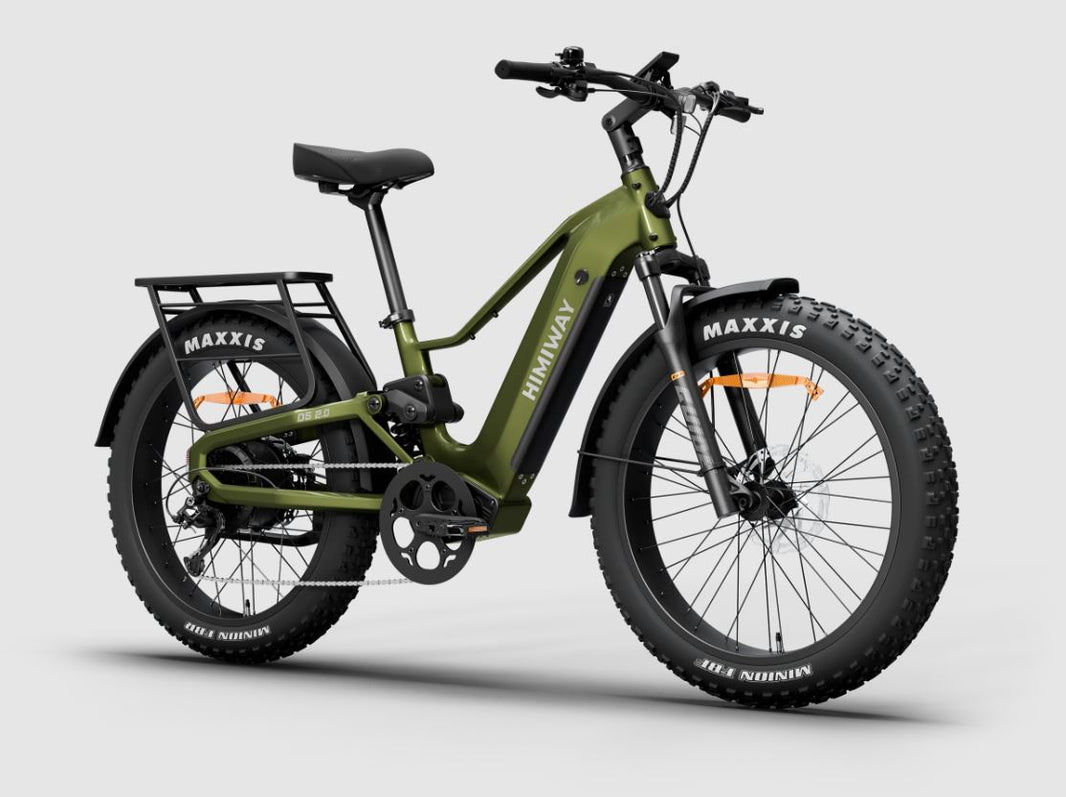 Himiway D5 2.0 full suspension electric bike with Maxxis Minion tires — hunting capable at mid-range price