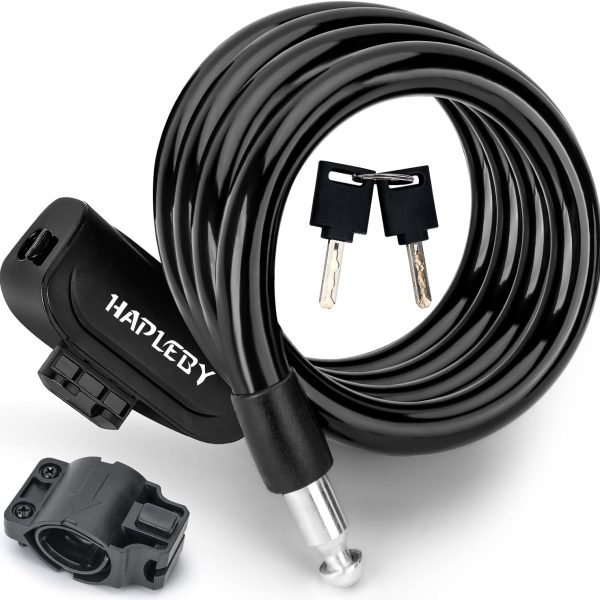 Hapleby Premium Bike Lock with 2pcs Keys, Professional Bike Cable Lock of 4 Feet, Heavy Duty Bicycle Lock Cable for Strong Anti-Theft, Come with 1PCS Mounting Bracket