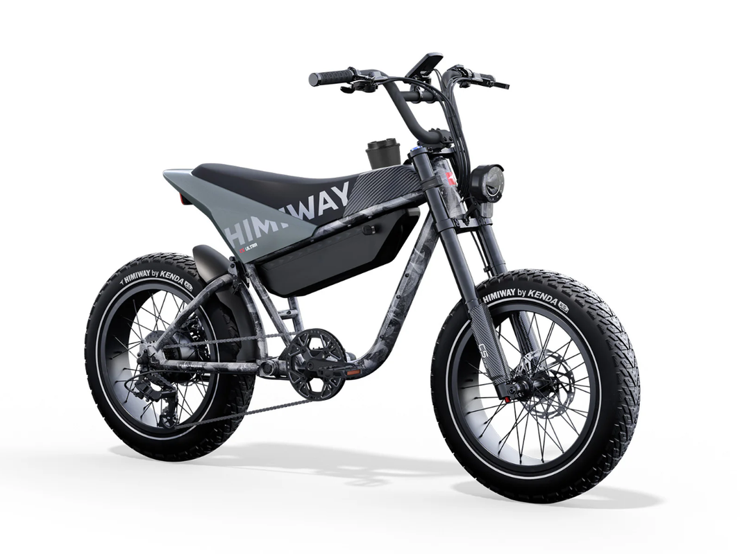 Himiway C5 Ultra electric motorbike — dirt bike styling with 750W motor and full suspension for camp-to-stand rides