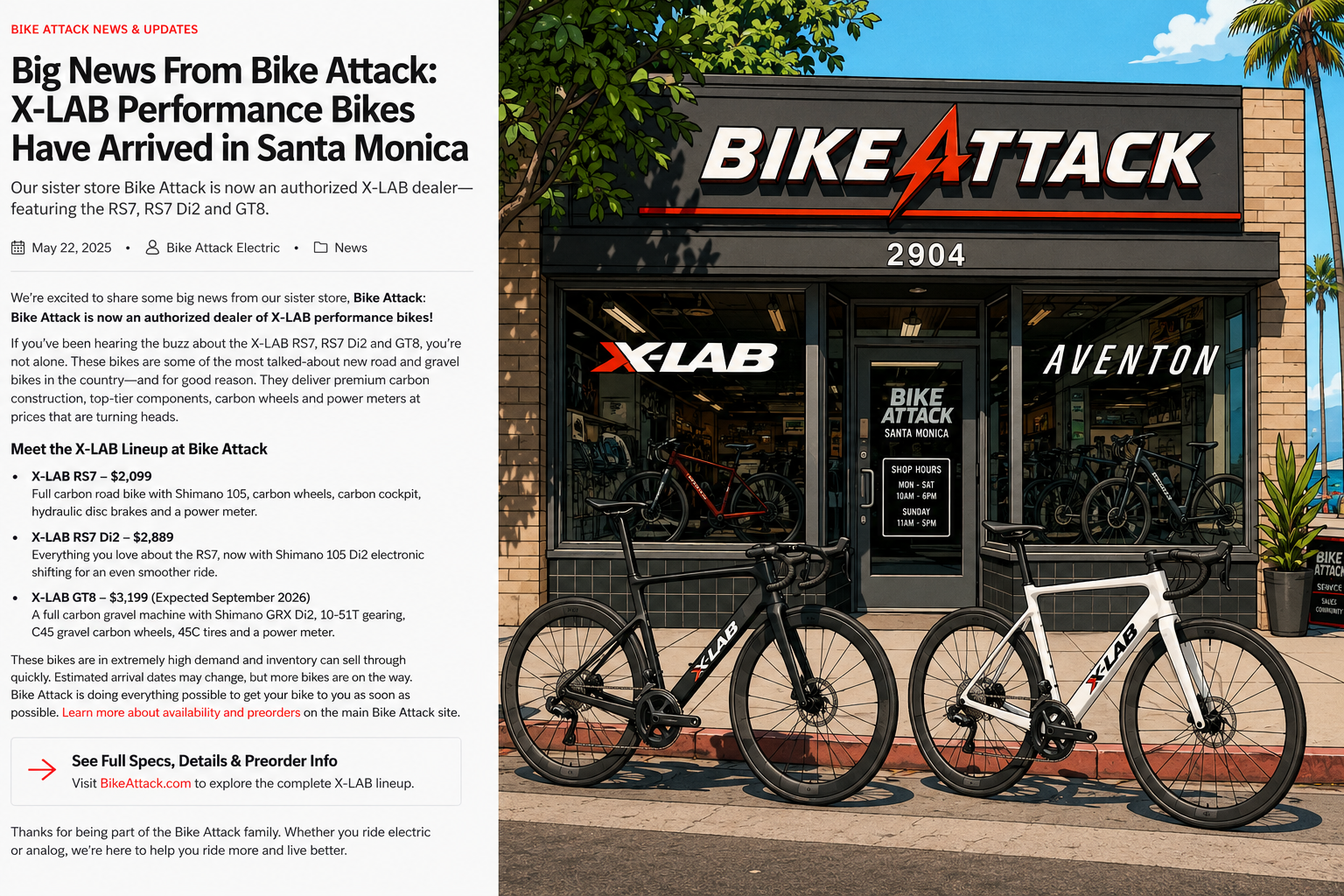 Big News From Bike Attack: X-LAB Performance Bikes Have Arrived in Santa Monica